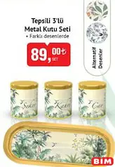 TEPSİLİ 3'LÜ METAL KUTU SETİ